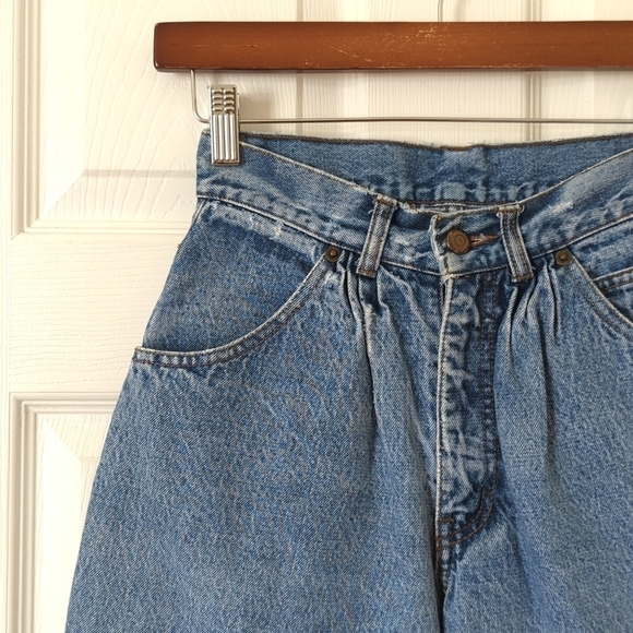 Bugle Boy 80's Vintage Medium Wash Pleated High Waisted Tapered Leg Mom Jeans 5 - Picture 11 of 15